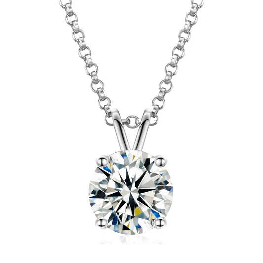 Moissanite Necklace for Women,0.1CT-12.0CT Lab Created Diamond Pendant 18K White/Yellow Gold Plated Sterling Silver Necklace Round Moissanite Pendant Diamond Solitaire Necklace Gift for Mom/Wife Moissanite Diamond Jewelry Women's Day Gift