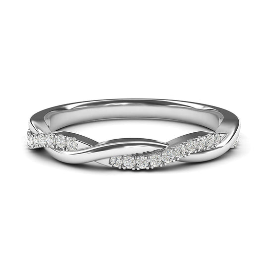 14k White Gold 2.5mm Petite Twisted Vine Simulated Diamond Ring Wedding Band Matching Ring