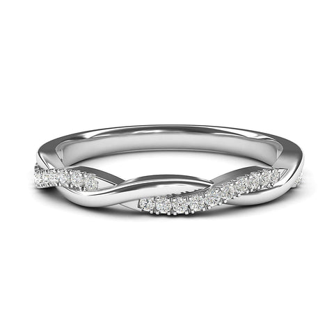 14k White Gold 2.5mm Petite Twisted Vine Simulated Diamond Ring Wedding Band Matching Ring